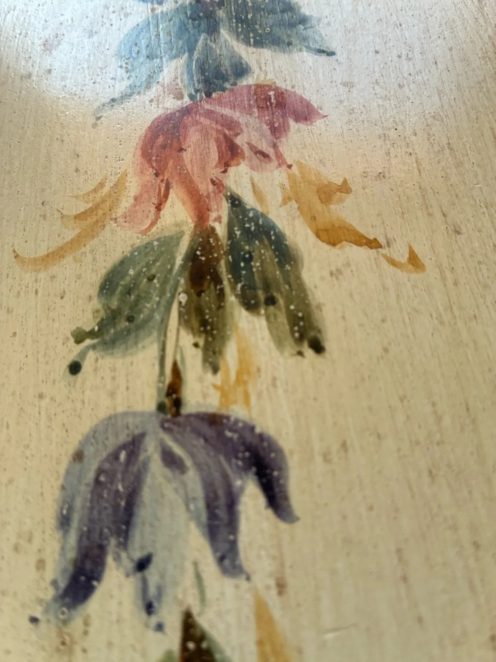 Italian Hand Painted Floral Wood Panel Yellow Multicolor Large TROMPE L'OEIL